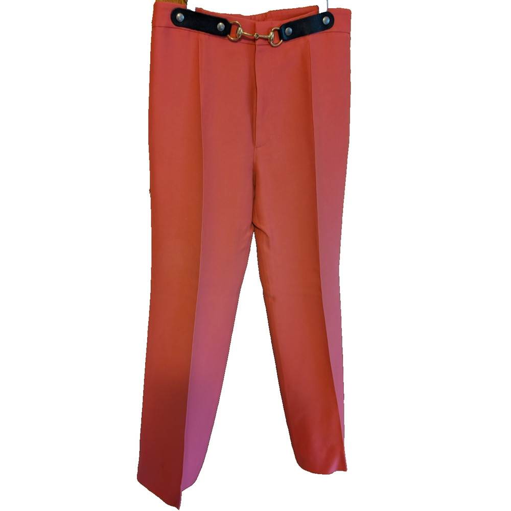 Gucci Wool Silk Horsebit Belt‎ Flare Dress Pants Size 44 EUC